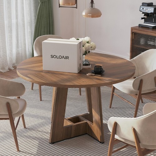 Brown round dining table - brown,