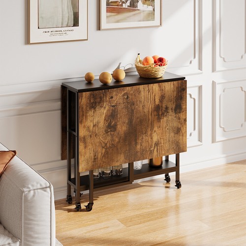 Rustic brown drop leaf - drop, table