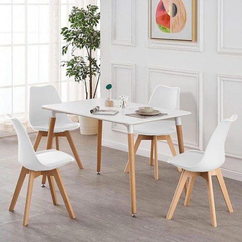 Wooden dining table and chairs - table,