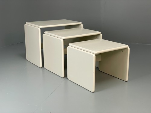 Vintage nesting tables - vintage, white