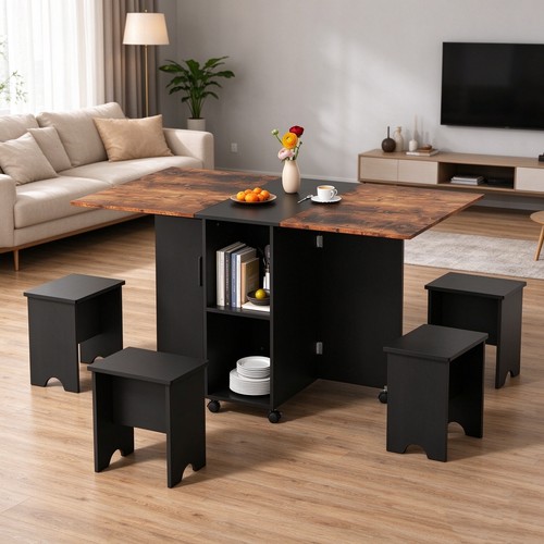 Folding dining table set retro - folding,