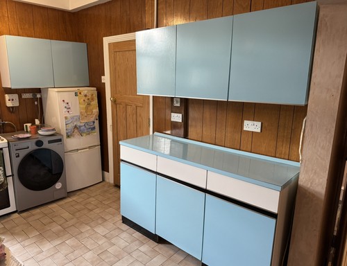 Vintage 1960s blue kitchen - vintage,