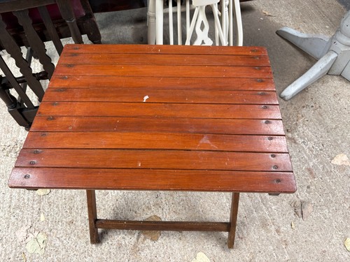 Folding wooden slatted table - wooden,